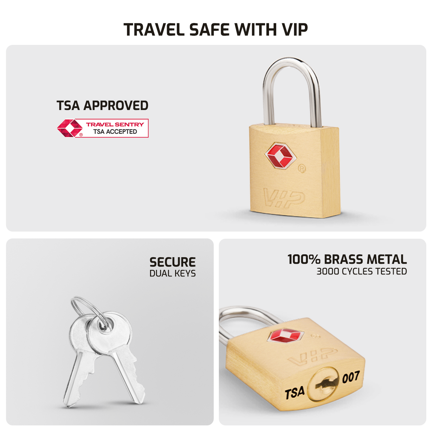 VIP SECURE PRO BRASS TSA KEY LOCK