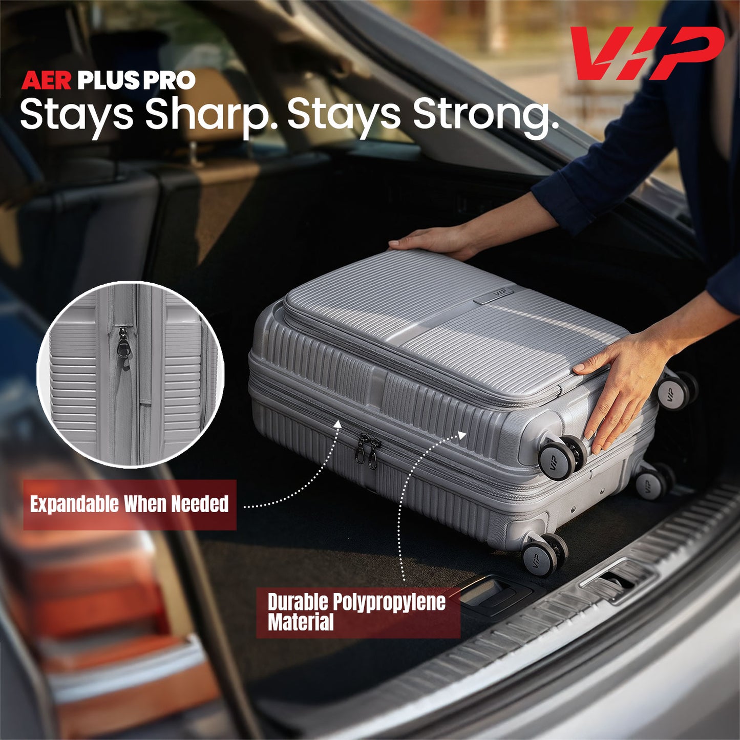 VIP Aer Plus Pro Grey Cabin Trolley Bag