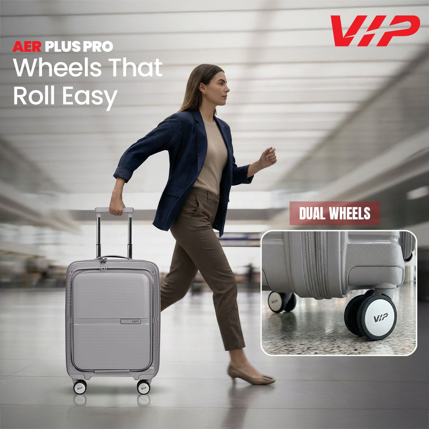 VIP Aer Plus Pro Grey Cabin Trolley Bag