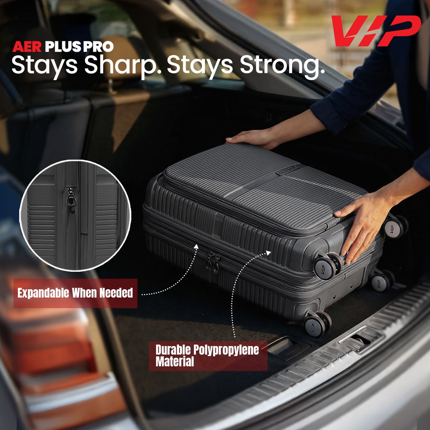 VIP Aer Plus Pro Black Cabin Trolley Bag