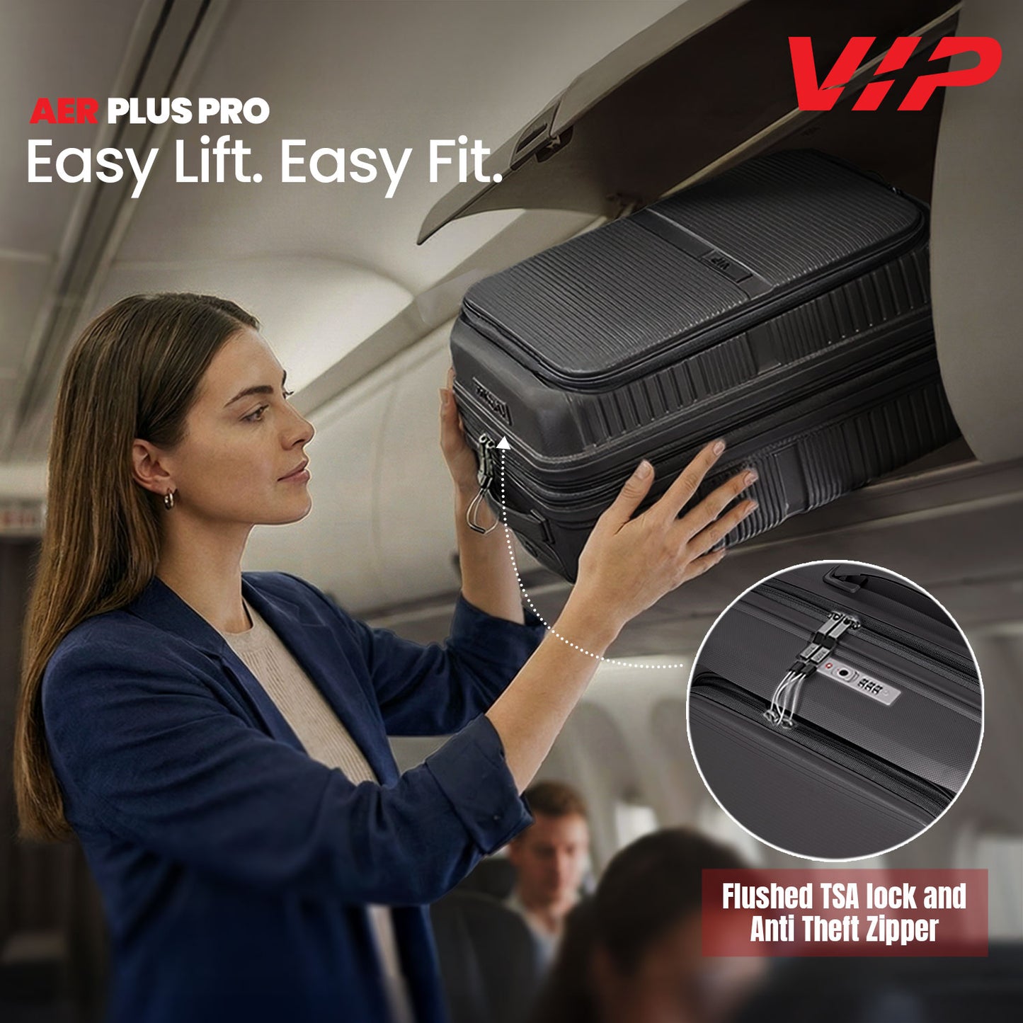 VIP Aer Plus Pro Black Cabin Trolley Bag