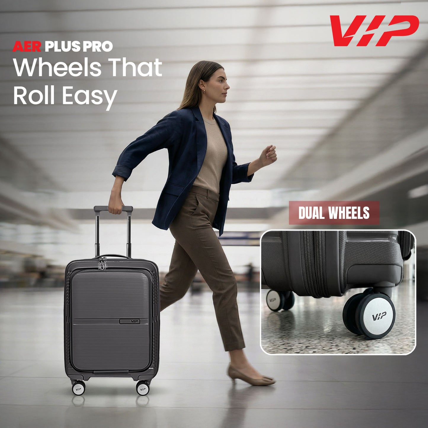 VIP Aer Plus Pro Black Cabin Trolley Bag