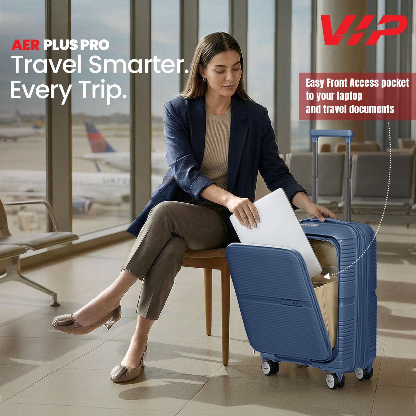 VIP Aer Plus Pro Blue Cabin Trolley Bag