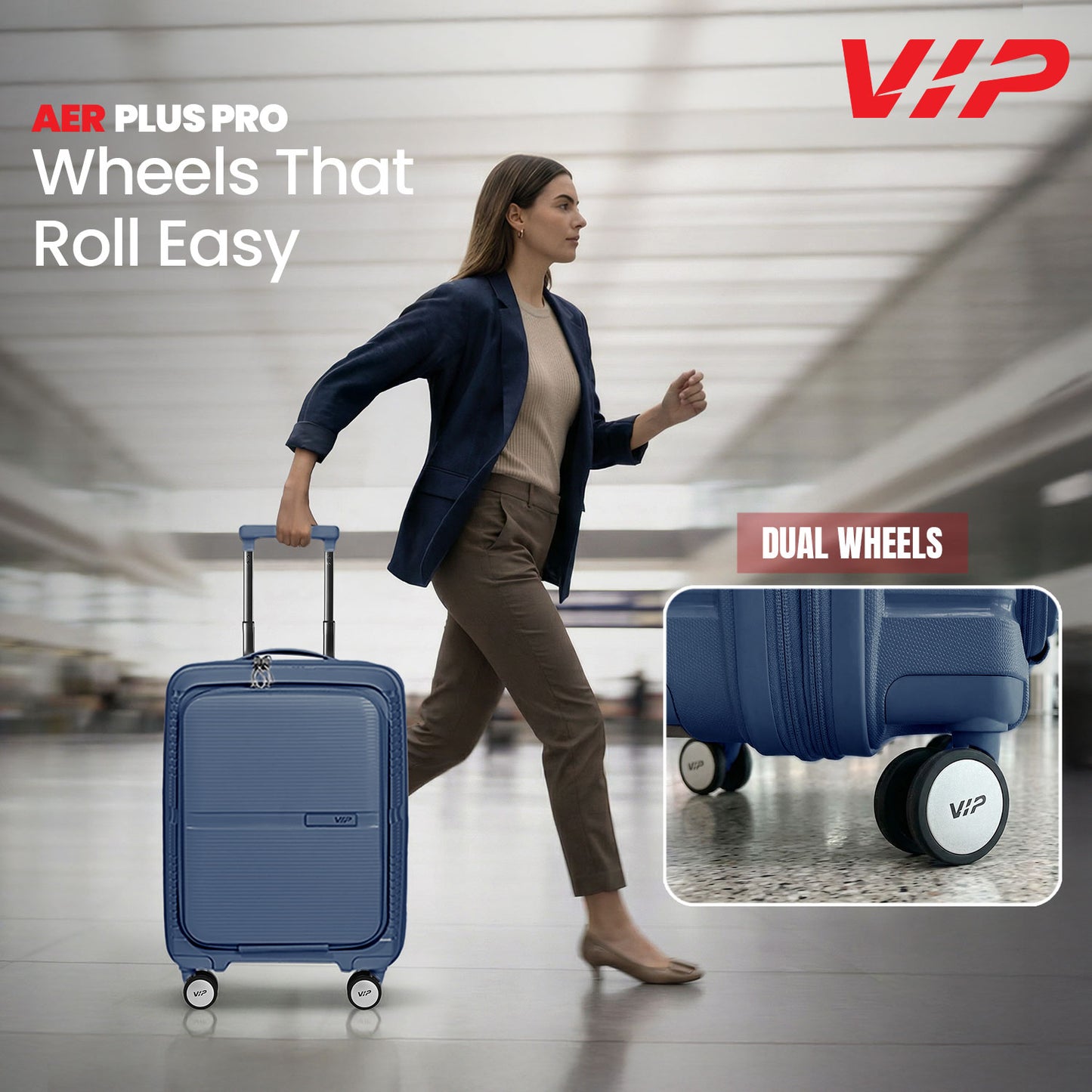 VIP Aer Plus Pro Blue Cabin Trolley Bag