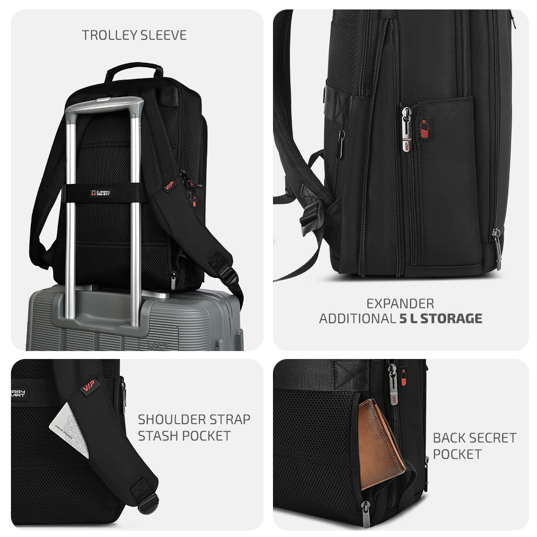 VIP VOGUE Laptop Expander Backpack Black