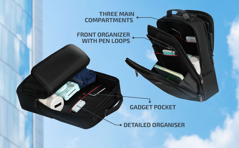 VIP VOGUE Laptop Expander Backpack Black – VIP Bags India