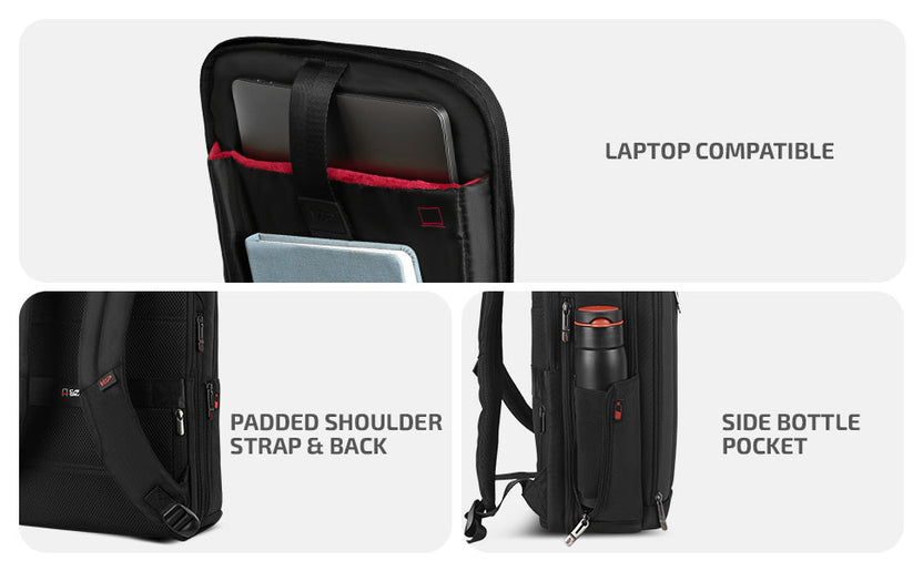 VIP VOGUE Laptop Expander Backpack Black – VIP Bags India