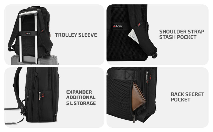 VIP VOGUE Laptop Expander Backpack Black – VIP Bags India