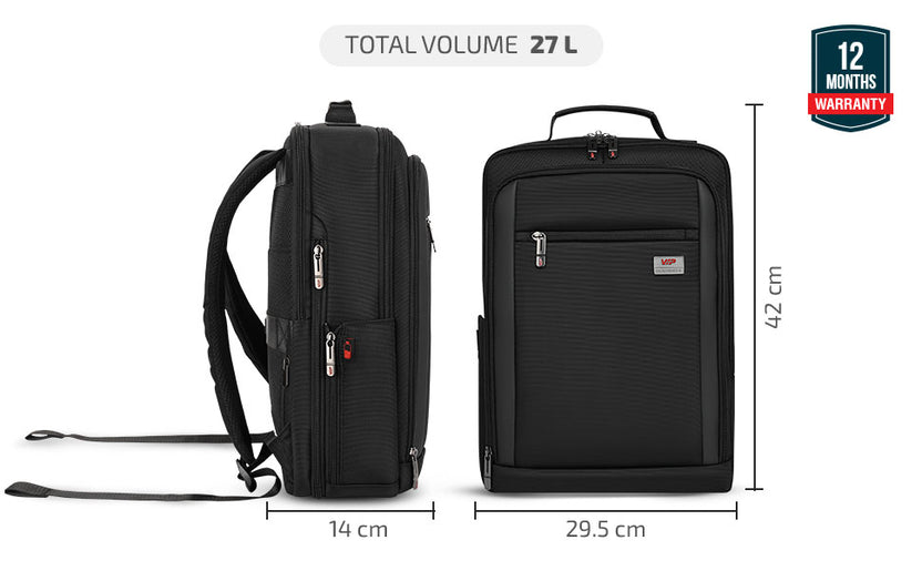 VIP VOGUE Laptop Expander Backpack Black – VIP Bags India